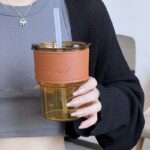 ⁦مج زجاج فاميه بالشاليموه للمشروبات الساخنه و البارده ☕️⁩ - الصورة ⁦3⁩